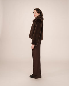 Grace & Mila Shonna Faux Fur Coat - Chocolate