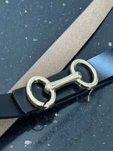 Skinny Leather Belt - Black