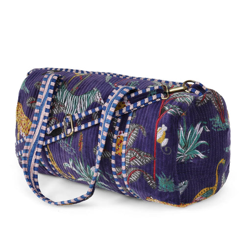 The Jungle Velvet Weekender - Navy