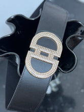 Load image into Gallery viewer, Elastic Buckle Belt - Black / Diamante