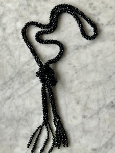 Crystal Ball Knot Necklace - Black