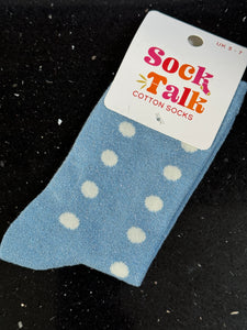 Spot Glitter Sock - Blue / White