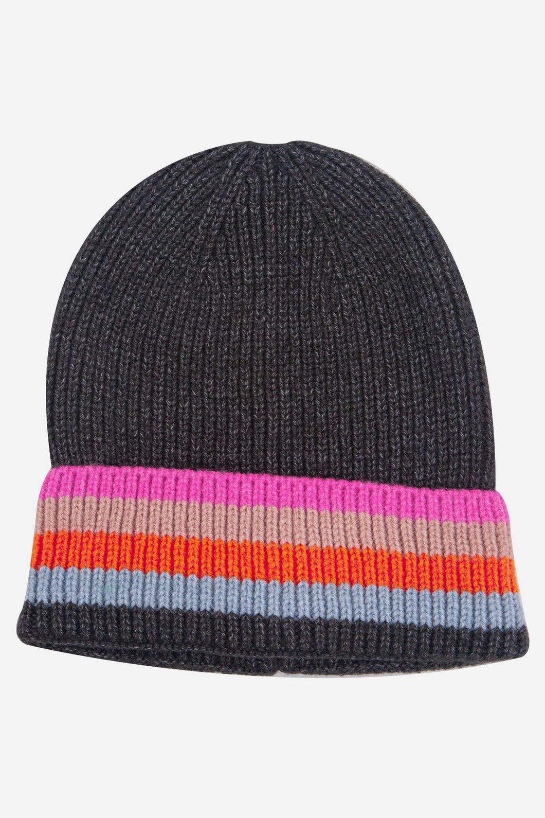 Rainbow Stripe Beanie - Black