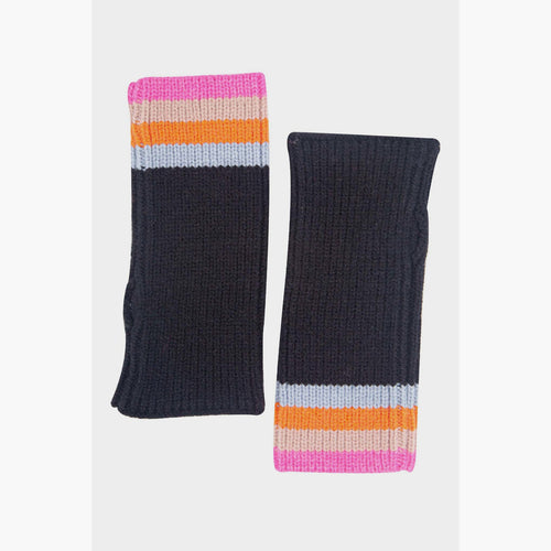 Rainbow Stripe Wrist Warmers - Black
