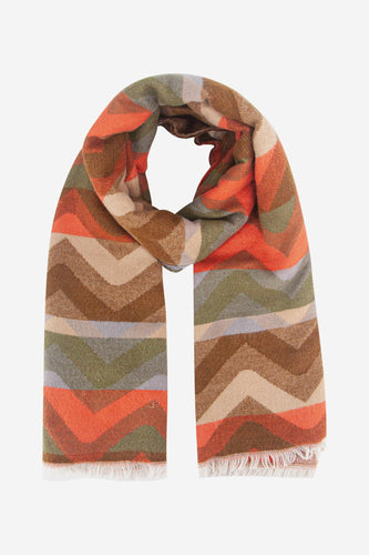 Zig Zag Scarf - Khaki / Orange