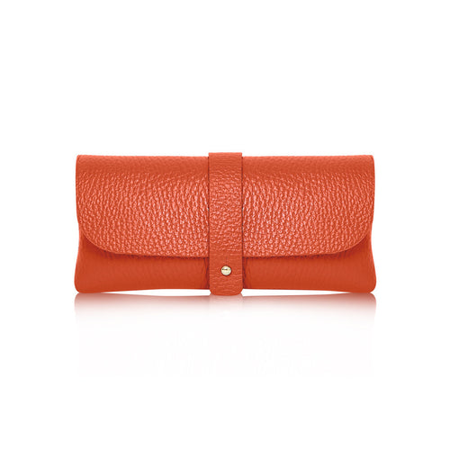 Leather Wrap Glasses Case - Orange