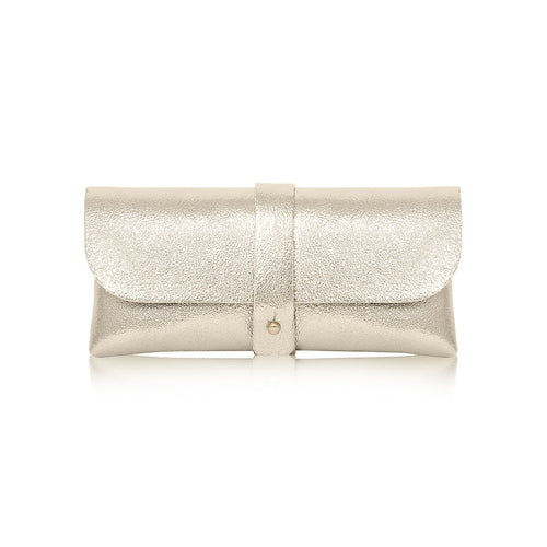 Leather Wrap Glasses Case - Gold