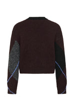 Load image into Gallery viewer, Kaffe Grith Wool Blend Argyle Knit Pullover - Dark Grey Melange Fudge