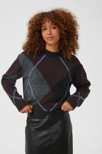 Load image into Gallery viewer, Kaffe Grith Wool Blend Argyle Knit Pullover - Dark Grey Melange Fudge