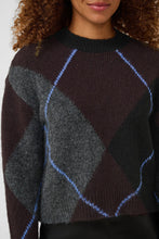 Load image into Gallery viewer, Kaffe Grith Wool Blend Argyle Knit Pullover - Dark Grey Melange Fudge