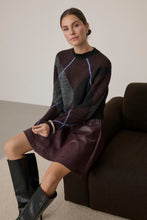 Load image into Gallery viewer, Kaffe Grith Wool Blend Argyle Knit Pullover - Dark Grey Melange Fudge
