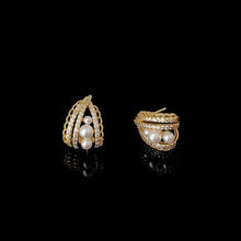 Load image into Gallery viewer, Multi Row Gem/Pearl Half Hoop earring - Gold