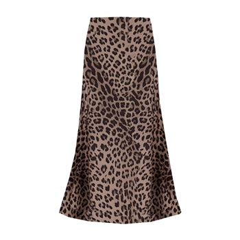 Satin Print Skirt - Pink Leopard