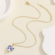 Load image into Gallery viewer, Porcelain Print Heart Necklace - Blue/White