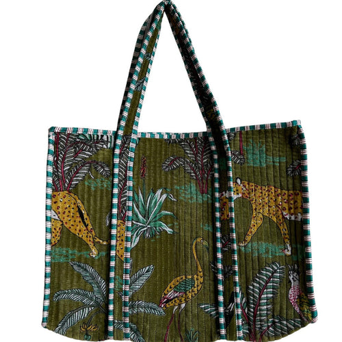 Madagascar Velvet Tote Bag - Green