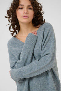 Kaffe Niel V Neck Jumper - Windward Blue