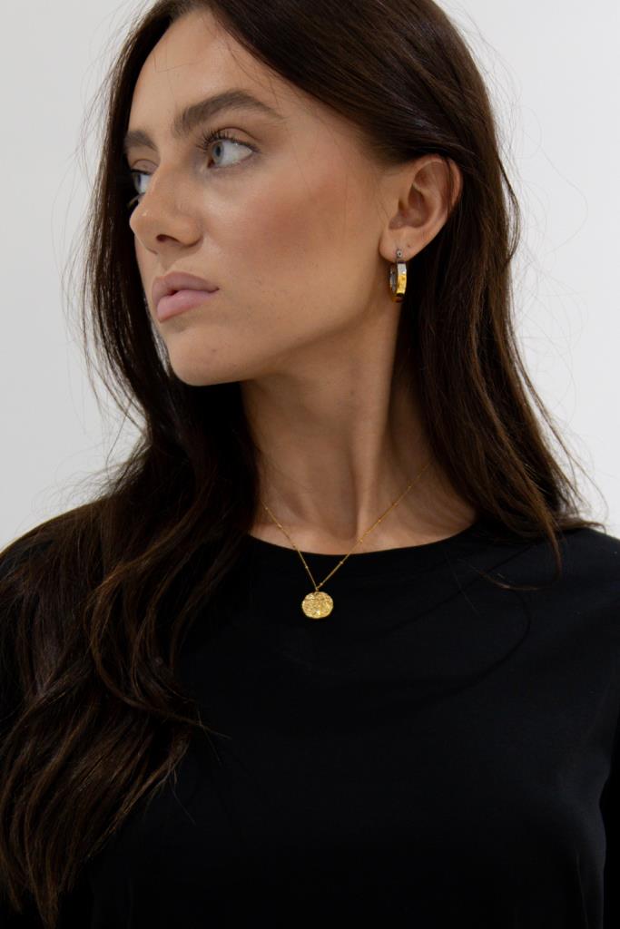 Textured Disc Necklace - Gold