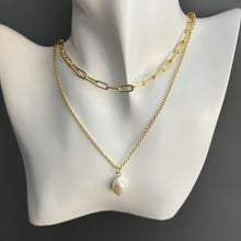 Load image into Gallery viewer, Twin Chain Necklace Pearl