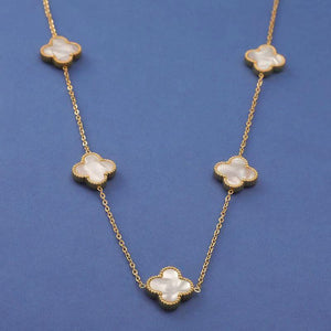 Six Clover Necklace - White/Gold