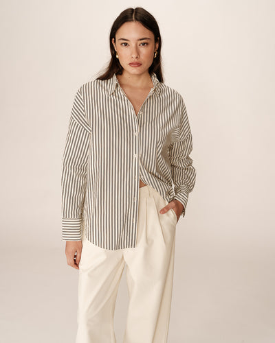 Grace & Mila Parsons Shirt - Striped Ecru