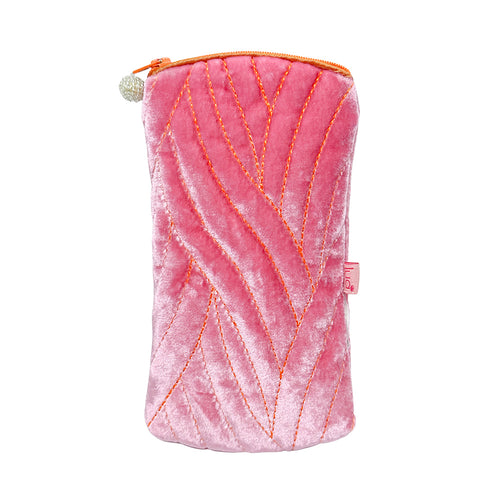 Quilted Stitch Velvet Glasses Case - Pink