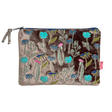 Load image into Gallery viewer, Embroidered Floral Velvet Purse - Mink