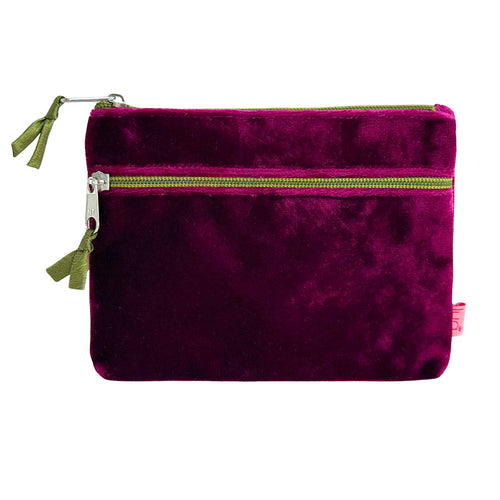 Velvet 2 Zip Purse - Burgundy