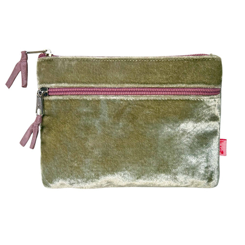 Velvet 2 Zip Purse - Fennel