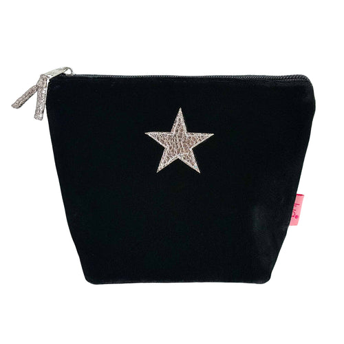 Star Velvet Cosmetic Pouch - Black