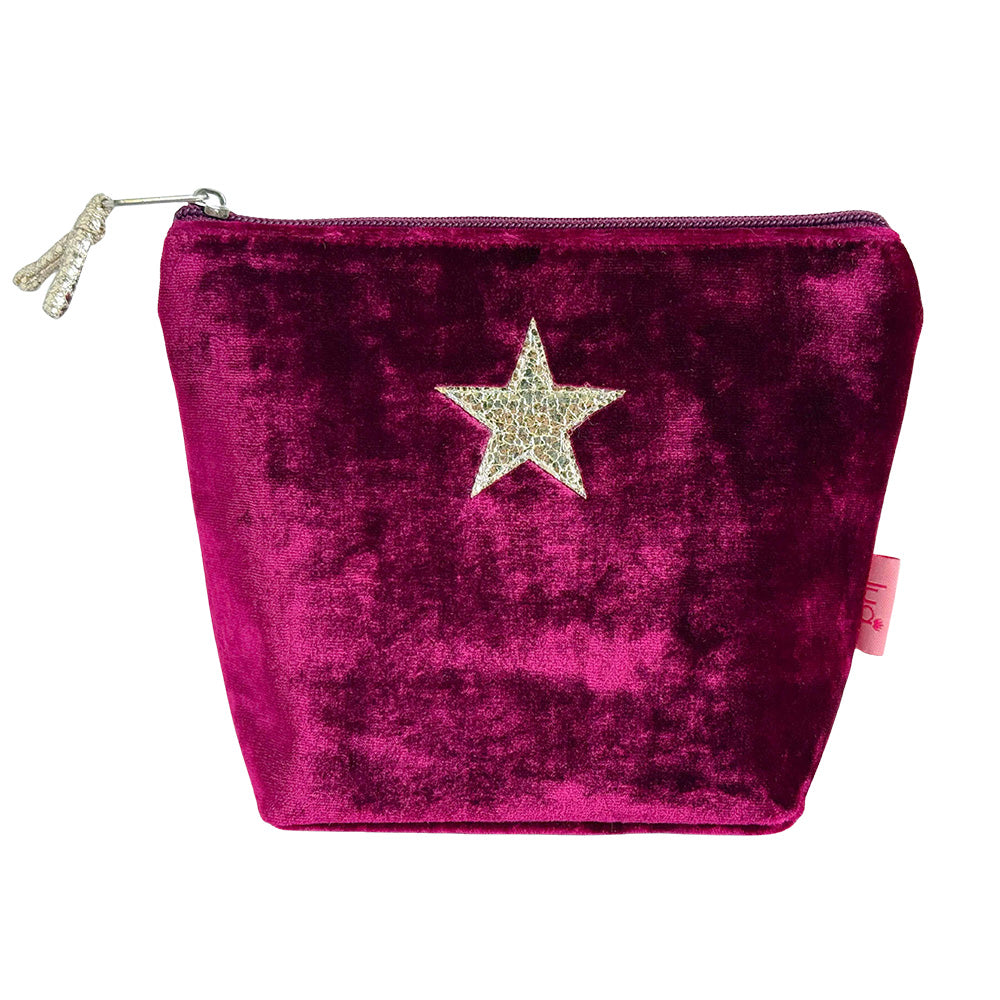 Star Velvet Cosmetic Pouch - Burgundy