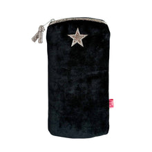 Load image into Gallery viewer, Star Velvet Cosmetic Pouch - Black