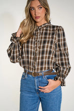 Load image into Gallery viewer, Plaid Check Ruffled Shirt - Brown