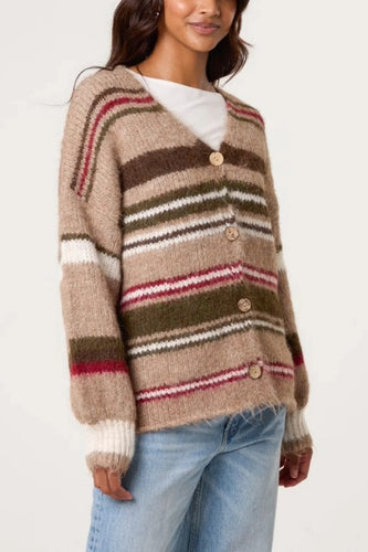 Gracie Striped Cardigan - Brown