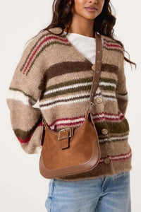 Gracie Striped Cardigan - Brown