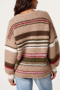 Gracie Striped Cardigan - Brown