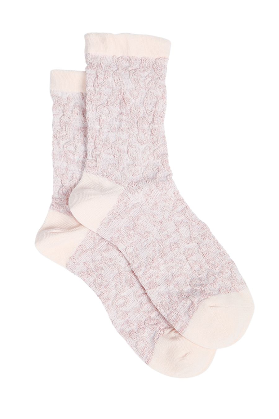 Leopard Print Glitter Socks - Soft Pink