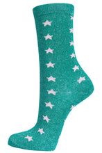 Load image into Gallery viewer, Star Glitter Sock - Green/Pink