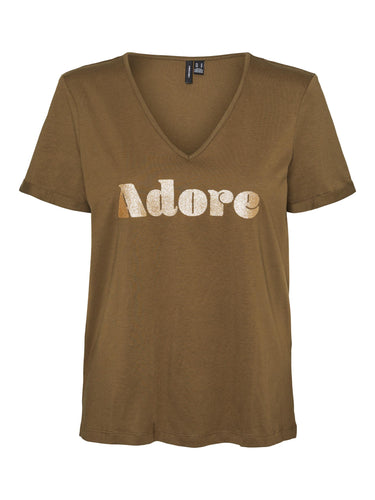 Vero Moda Cannie V Neck T Shirt - Capers