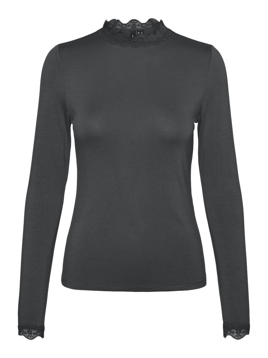 Vero Moda Rosa LS Highneck Top - Ashphalt Grey