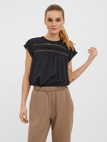 Vero Moda Debbie Pleat Top - Black