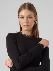 Vero Moda Rosa LS Highneck Top - Black