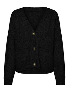 Vero Moda Boom LS V Neck Button Cardi - Black