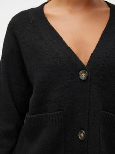 Vero Moda Boom LS V Neck Button Cardi - Black