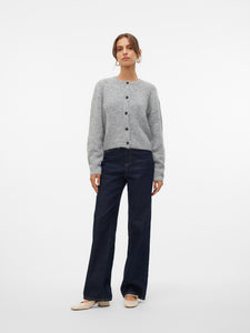 Vero Moda Novah O Neck Button Cardi - Grey