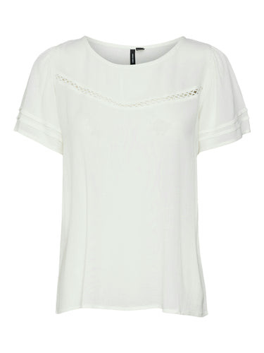 Vero Moda Menny SS Lace Top - Snow White