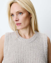 Load image into Gallery viewer, Argan sleeveless knit tank by Grace and Mila, soft, textured rib-knit fabric that creates a cosy, yet fashion-forward style. straight fit, round neckline and side openings with adjustable ties. A minimalist and contemporary silhouette.  Wear with jeans
