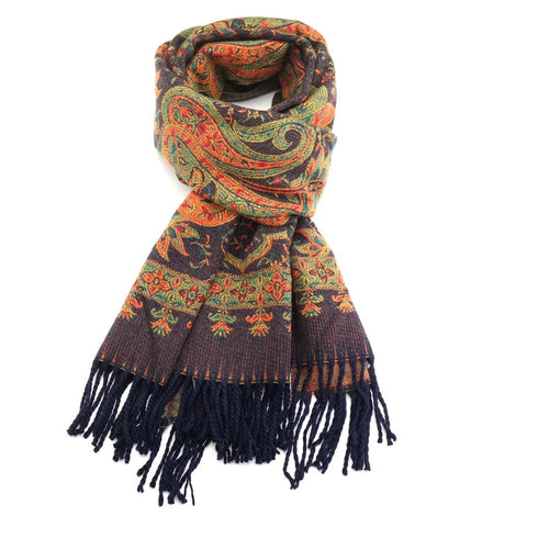 Paisley Design Scarf - Navy