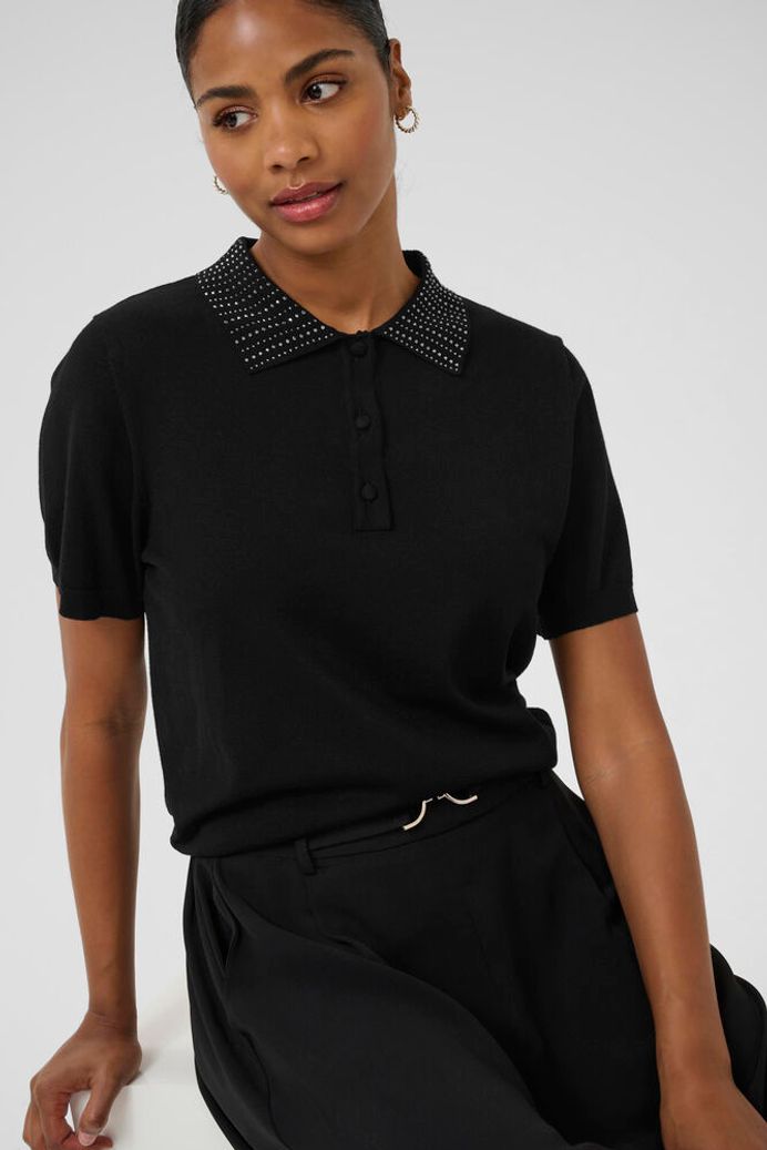 Kaffe Carly Polo Knit - Black