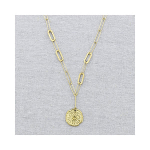 Disc Pendant Chain Necklace - Gold