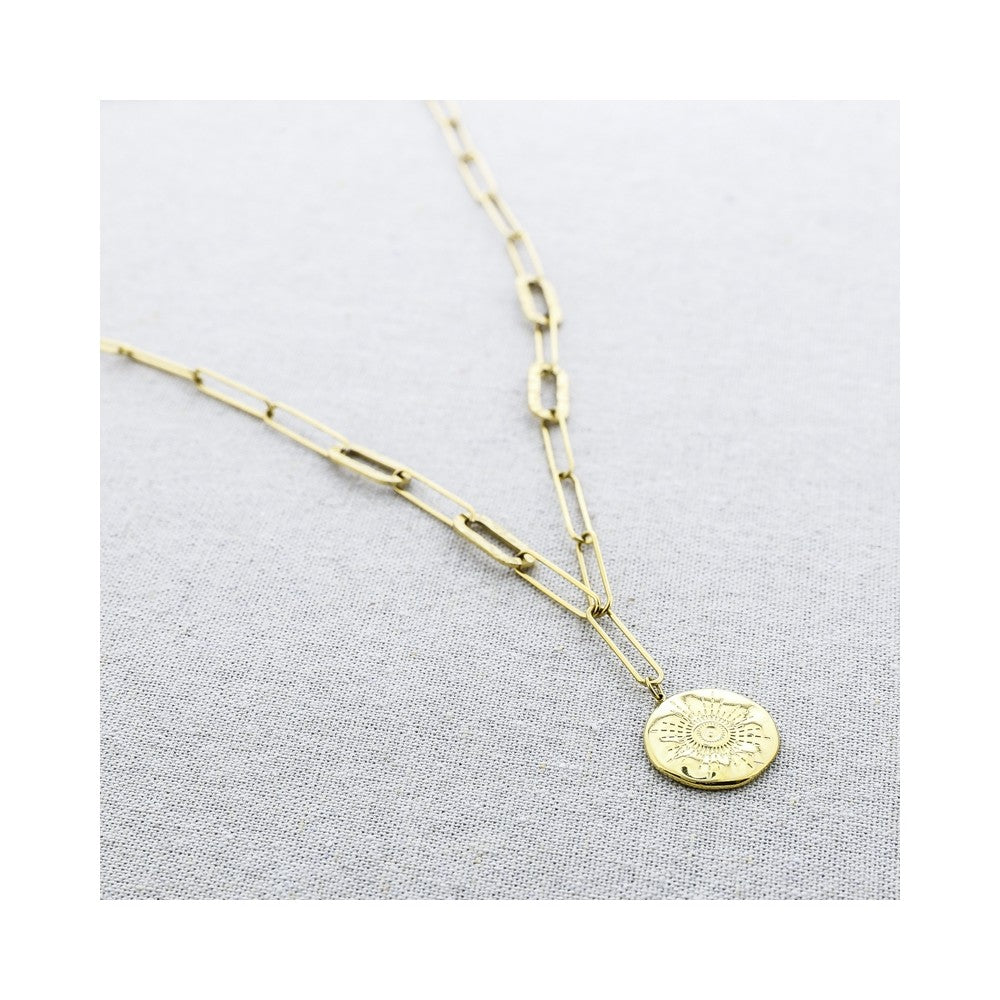 Disc Pendant Chain Necklace - Gold